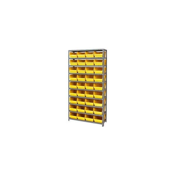 Global Industrial Steel Shelving With 36 4inH Plastic Shelf Bins Yellow, 36x18x72-13 Shelves 652798YL - main